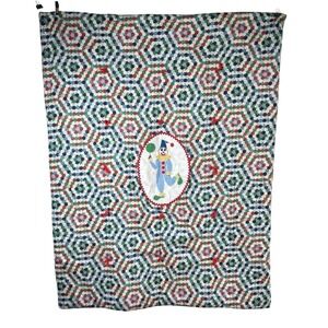 VTG Handmade Clown Balloons Primary Colors Baby Crib Comforter Tapestry Circus